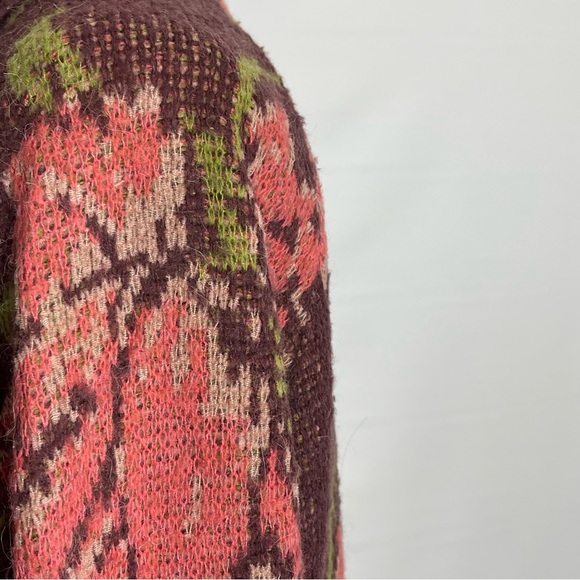 Free People • Flower Power Rose Print Wool Long Cardigan Mulberry S - Picture 12 of 16